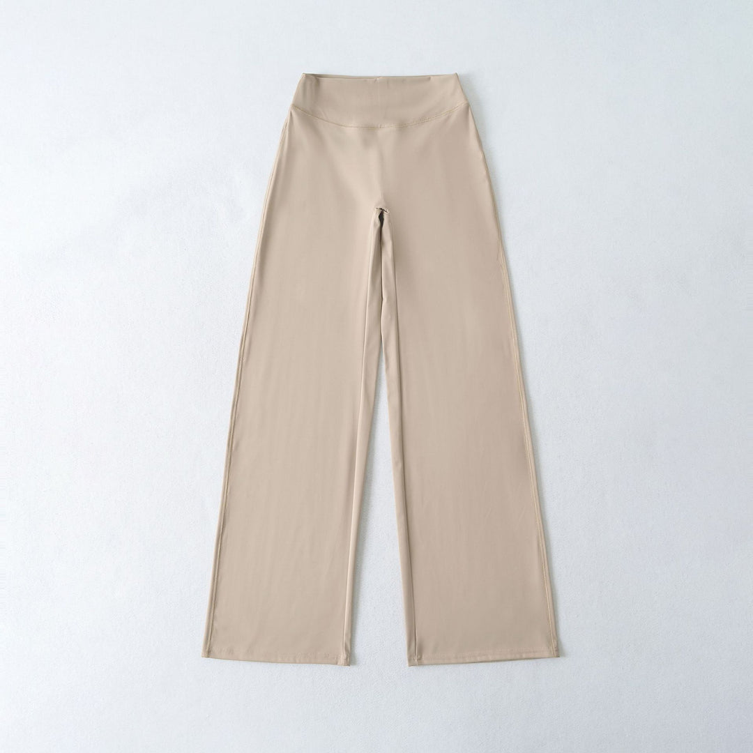 Damen Weite High Waist Loungehose aus Stretchjersey mit fließendem Schlag Nord Taschen