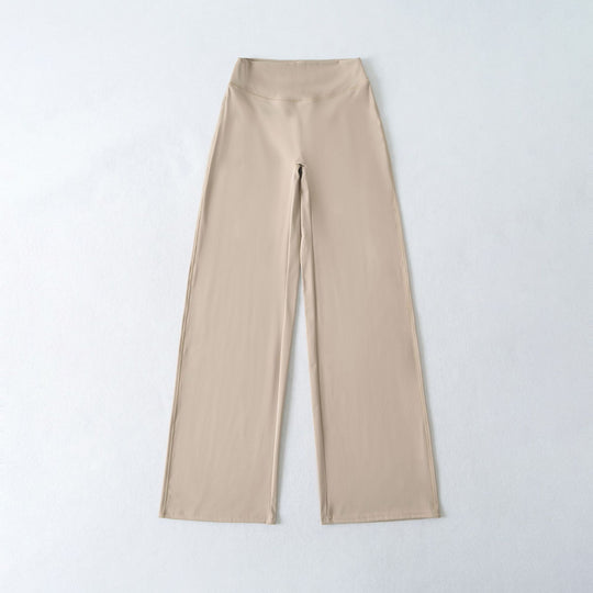 Damen Weite High Waist Loungehose aus Stretchjersey mit fließendem Schlag Nord Taschen