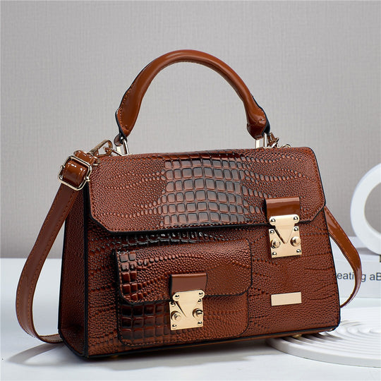 Damen elegante Handtasche im Krokodil-Design mit goldenen Akzenten Nord Taschen