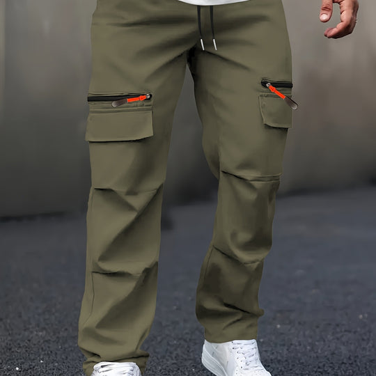 Herren Utility-Cargohose im Joggerstil mit Reißverschluss-Taschen & Kordelbund Nord Taschen