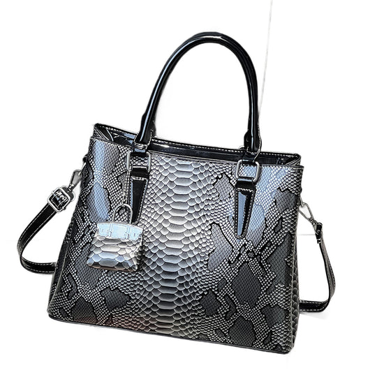 Damen elegante Handtasche aus reptilprägiertem Kunstleder mit abnehmbarem Schulterriemen Nord Taschen