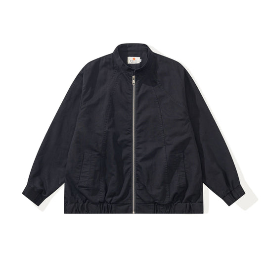 Unisex Kastig geschnittene Canvas‑Zipjacke mit Stehkragen, Tunnelzugsaum und Utility‑Taschen Nord Taschen