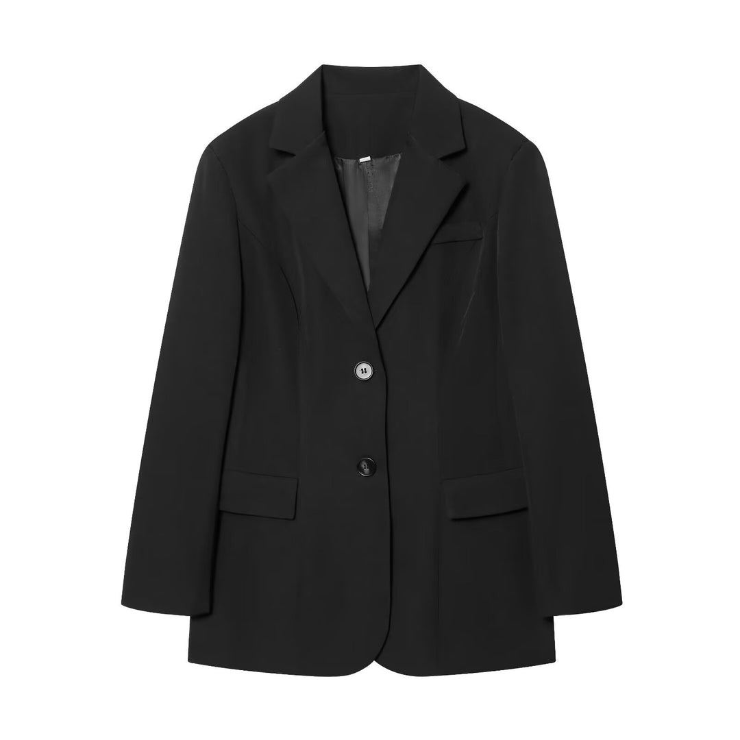 Damen eleganter Longline-Blazer mit taillierten Abnähern und Pattentaschen Nord Taschen