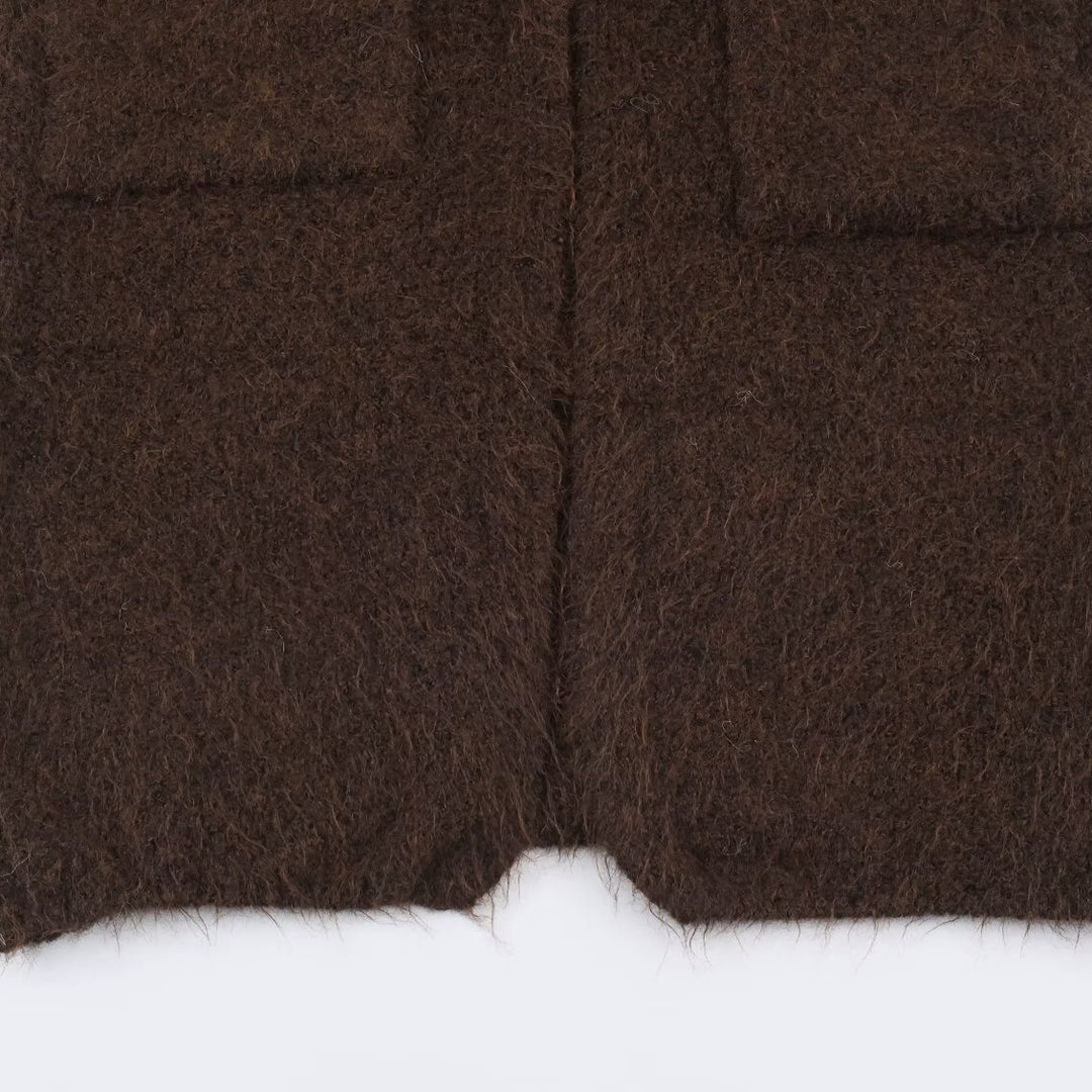 Damen Oversize Strickmantel mit V‑Ausschnitt, kuscheliger Bouclé‑Optik und aufgesetzten Taschen Nord Taschen