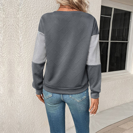 Damen Colorblock-Pullover mit Strukturstrick und Rundhalsausschnitt Nord Taschen