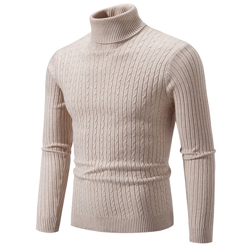 Herren Rollkragenpullover mit Zopfstrick und schlanker Passform Nord Taschen