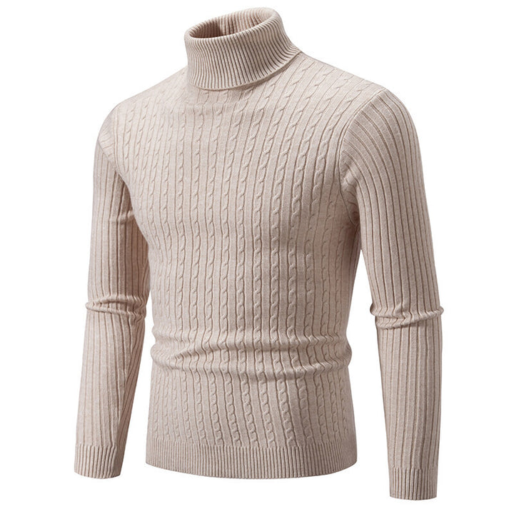 Herren Rollkragenpullover mit Zopfstrick und schlanker Passform Nord Taschen