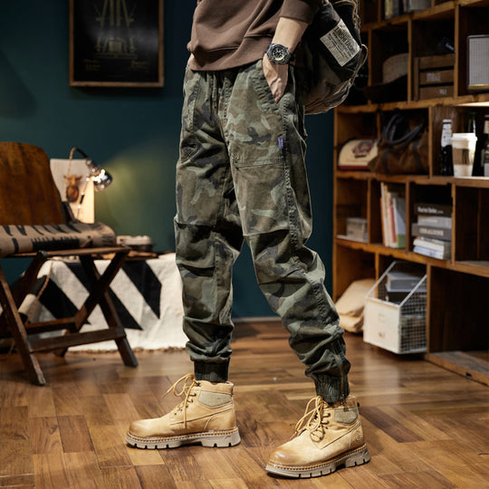 Herren Camouflage-Cargo-Jogger mit elastischem Bund, Utility-Taschen und Kordelzug Nord Taschen