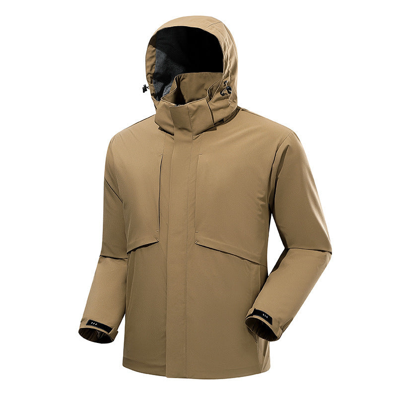 Herren urbaner wasserdichter Tech-Parka mit hochschließendem Kragen und minimalistischen Taschen Nord Taschen