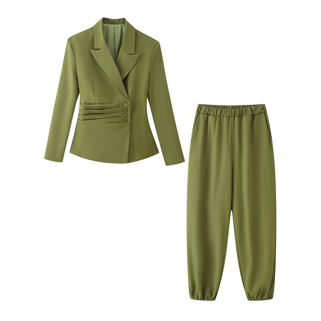 Damen Taillierter Blazer mit seitlichen Faltenbändern und asymmetrischer Knopfleiste Nord Taschen