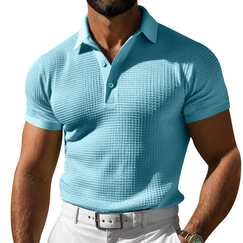 Herren nan strukturiertes Piqué-Poloshirt aus Baumwollmischung mit verstärktem Polokragen
