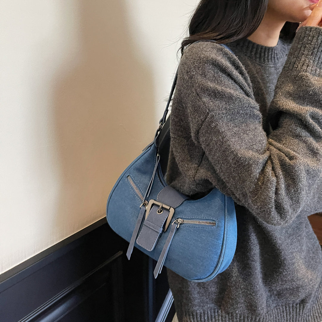 Damen Schultertasche mit modischem Reißverschluss-Detail Nord Taschen