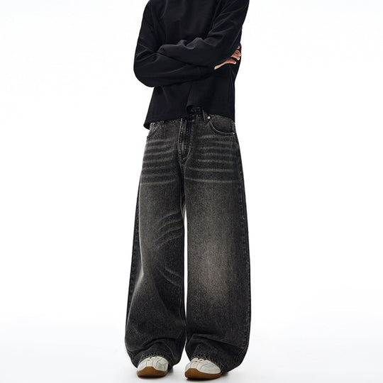 Herren Extrem weite Vintage-Denim Baggy-Jeans mit tiefem Schritt Nord Taschen