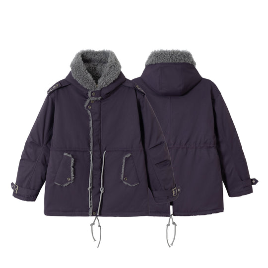 Damen Kurzparka mit Teddyfutter, Tunnelzug und Schnallenärmeln Nord Taschen