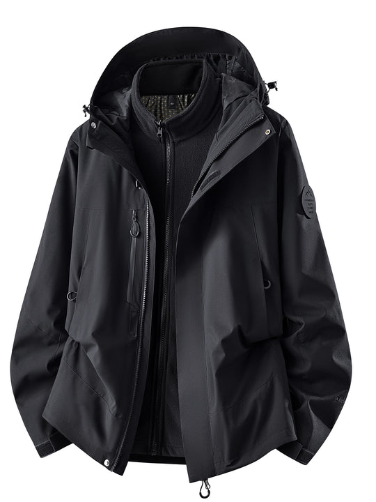 Herren wasserdichte Outdoorjacke mit abnehmbarer Fleece-Innenjacke Nord Taschen