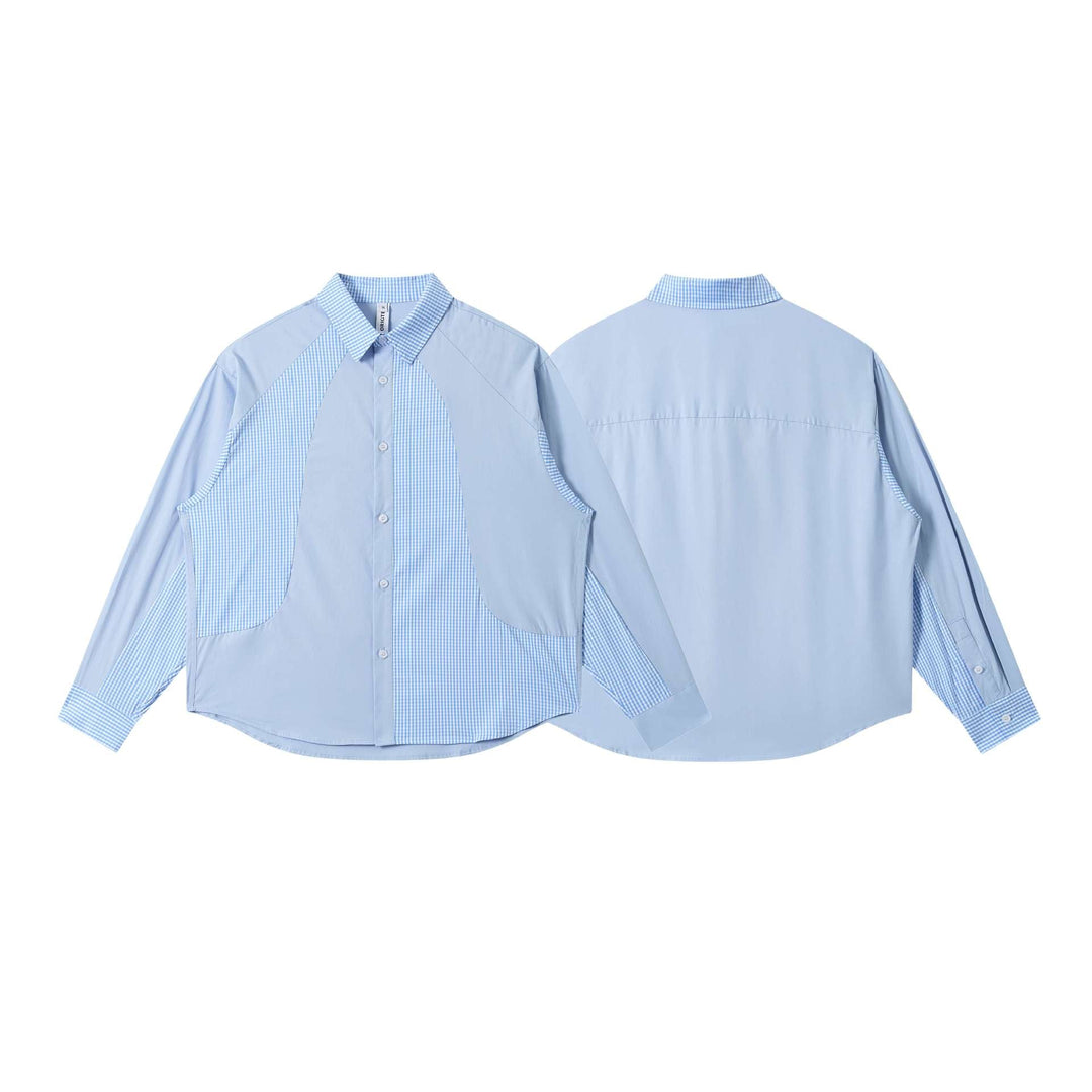 Damen Oversize-Hemd mit Karopanelen und Raglanärmeln Nord Taschen