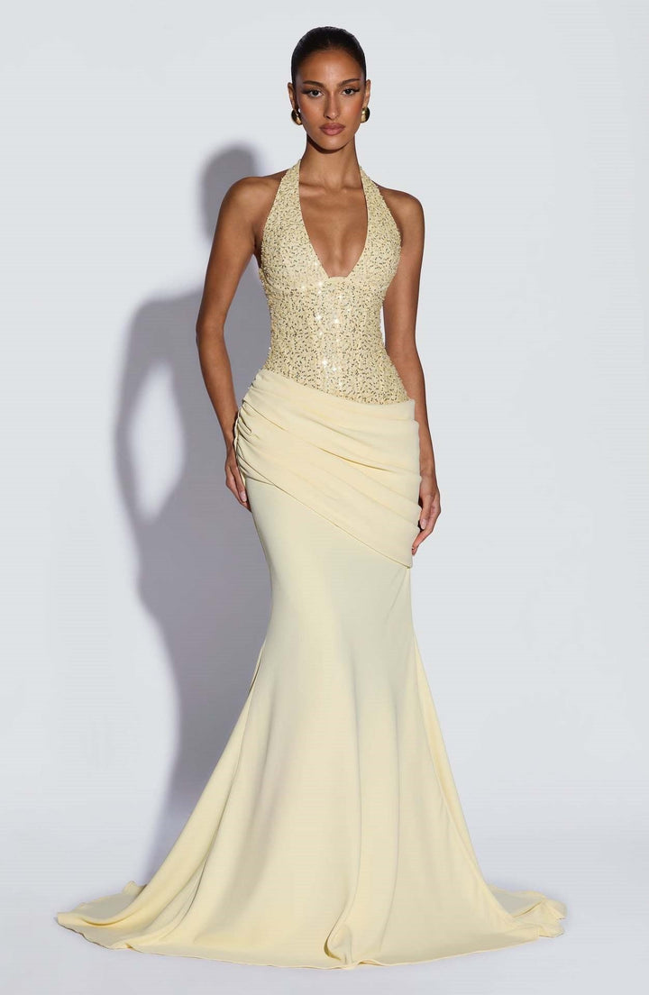 Damen Glänzendes Abendkleid mit figurbetontem Schnitt und schimmernden Pailletten