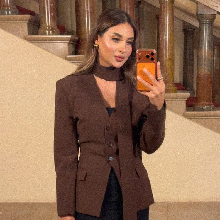 Damen Taillierter Blazer mit Schalkragenband, dreifacher Knopfleiste und Pattentaschen Nord Taschen