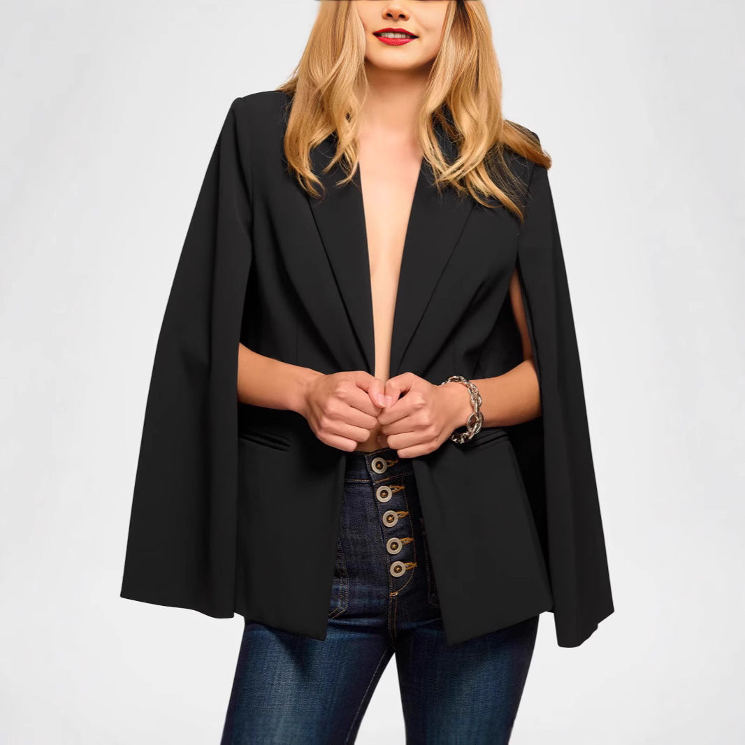 Damen Cape-Blazer mit Schlitzärmeln und tailliertem Ein-Knopf-Verschluss Nord Taschen