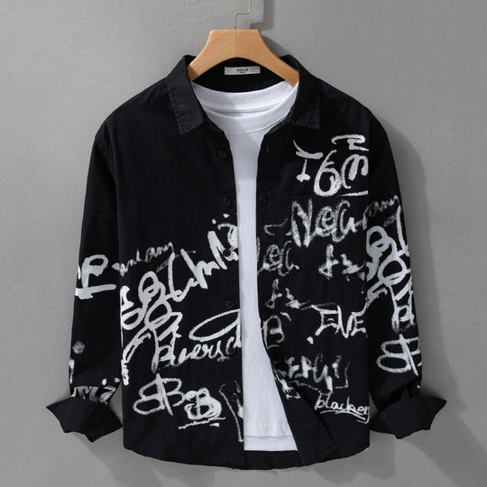 Herren Lässiges Overshirt mit grafischem Scribble-Print und Brusttasche Nord Taschen