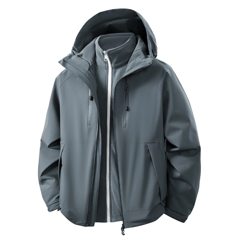 Herren Softshell-Hybridjacke mit abnehmbarem Fleece-Innenfutter winddicht wasserabweisend Nord Taschen