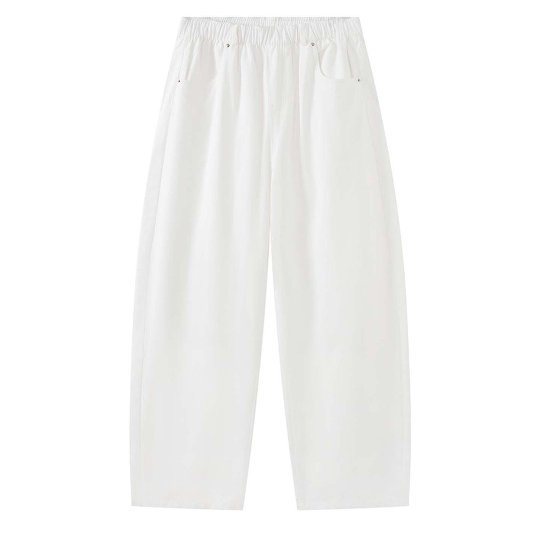 Damen Weite High‑Waist Relaxed-Hose mit Elastikbund, Zugband und Eingrifftaschen Nord Taschen