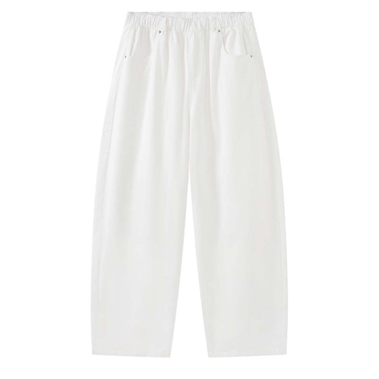 Damen Weite High‑Waist Relaxed-Hose mit Elastikbund, Zugband und Eingrifftaschen Nord Taschen