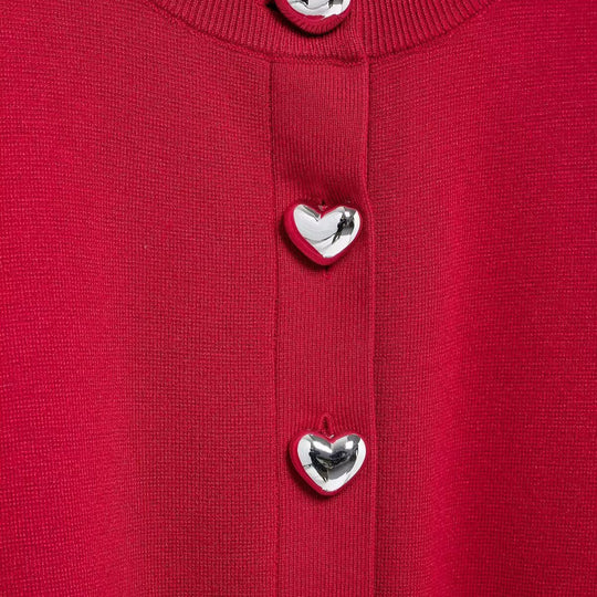 Damen Cropped Strickcardigan mit Ballonärmeln und Herz‑Zierknöpfen Nord Taschen