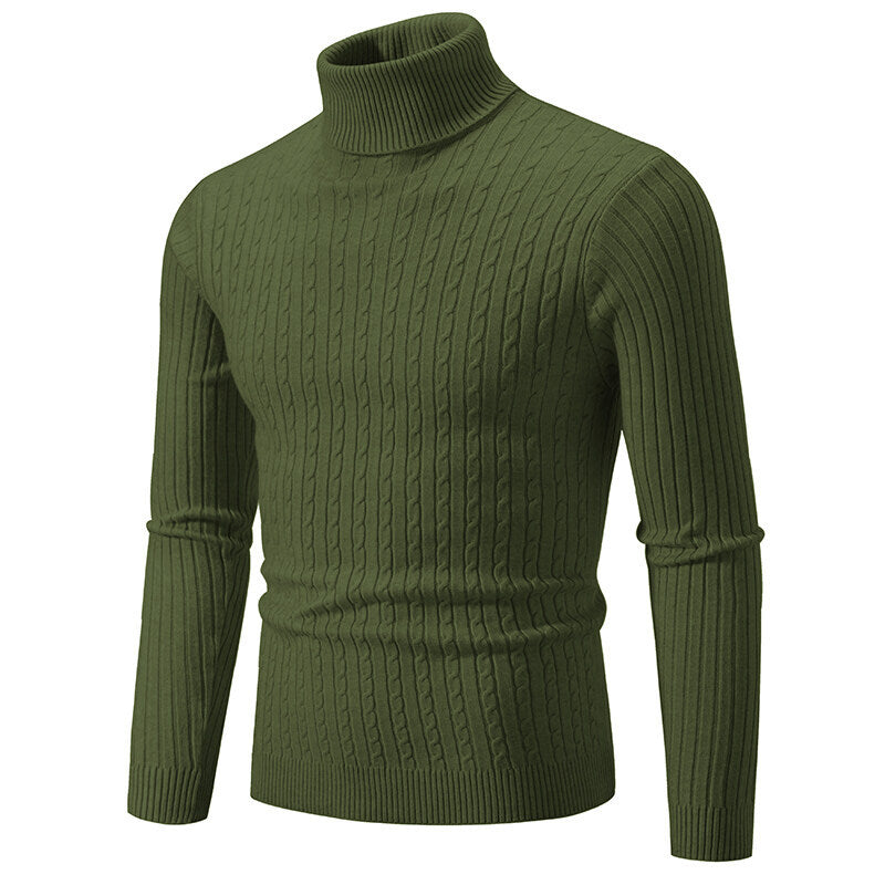 Herren Rollkragenpullover mit Zopfstrick und schlanker Passform Nord Taschen