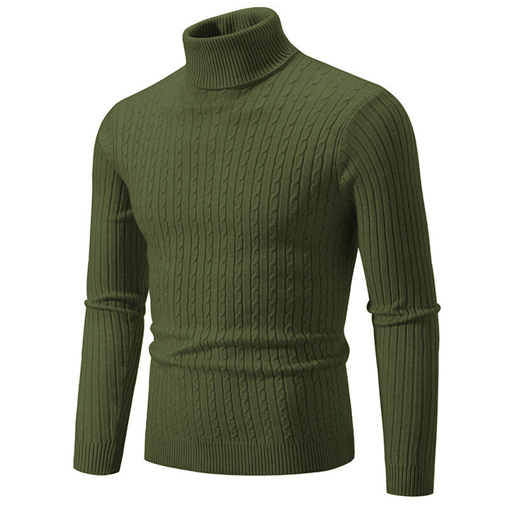 Herren Rollkragenpullover mit Zopfstrick und schlanker Passform Nord Taschen