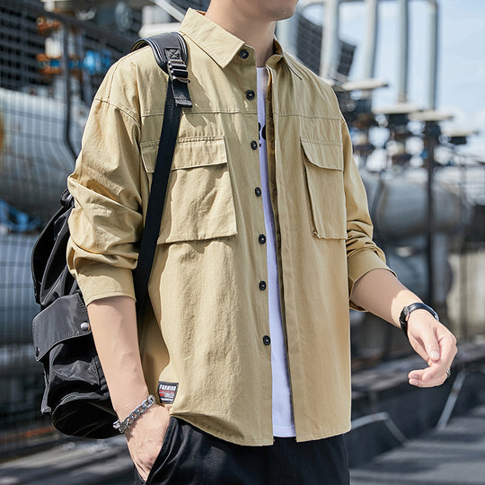 Herren Overshirt-Fieldjacke mit Utility-Brustklappen und lockerem Schnitt Nord Taschen