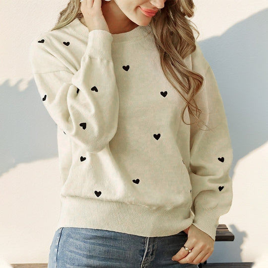 Damen Modischer Pullover mit Herzen Nord Taschen