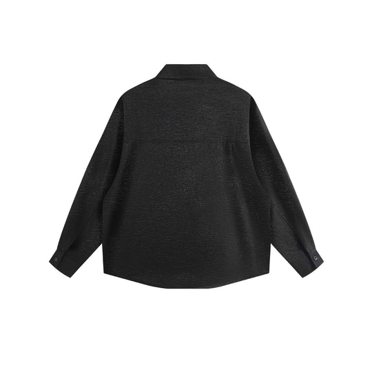 Damen Oversize-Hemdbluse aus strukturierter Baumwollmischung mit Kellerfalten Nord Taschen