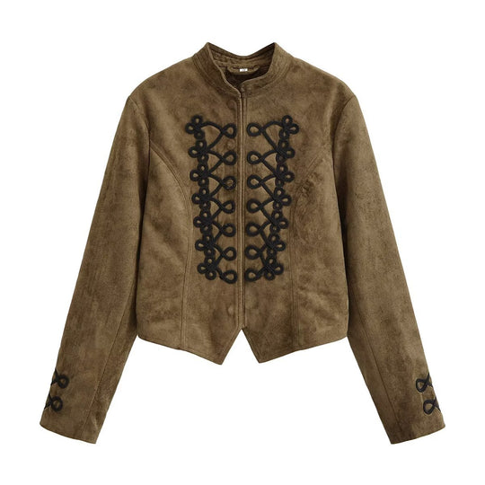 Damen Kurzjacke im Hussarenstil mit Zierkordeln und Stehkragen Nord Taschen