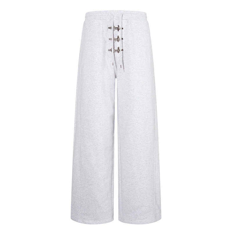 Damen weite, hochgeschnittene Sweathose mit Metallhaken‑Detail und Kordelzug Nord Taschen