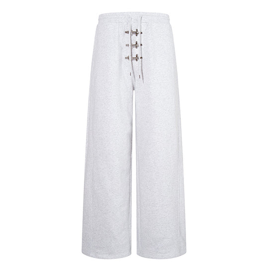 Damen weite, hochgeschnittene Sweathose mit Metallhaken‑Detail und Kordelzug Nord Taschen