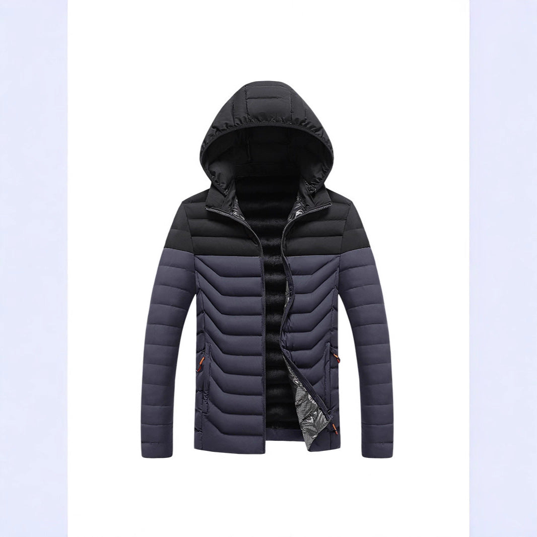 Herren Ultraleichte gesteppte Kapuzenjacke mit Chevron-Steppung, winddichter Außenlage und Thermofutter Nord Taschen