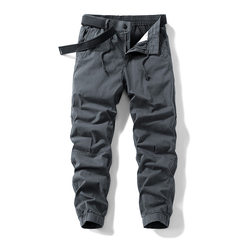 Herren Atmungsaktive Outdoor-Cargohose im Joggerstil mit integriertem Stoffgürtel und ergonomischen Kniefalten Nord Taschen