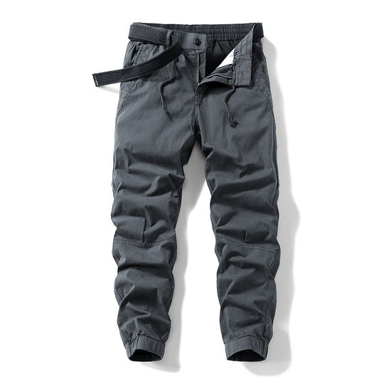 Herren Atmungsaktive Outdoor-Cargohose im Joggerstil mit integriertem Stoffgürtel und ergonomischen Kniefalten Nord Taschen