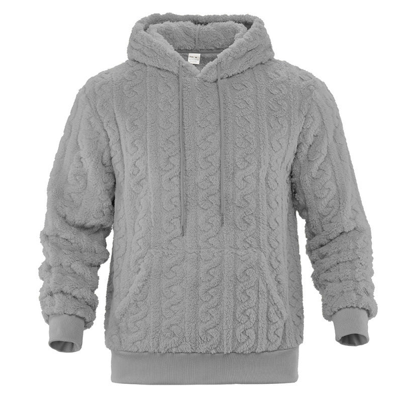 Unisex Kuscheliger Teddy-Hoodie mit Zopfstrick-Optik und Kängurutasche Nord Taschen