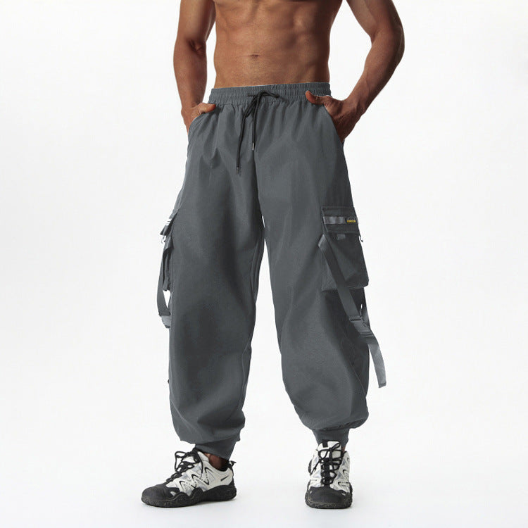 Herren Utility-Cargo-Jogginghose mit Tunnelzug, Beinschnallen & Mehrfachtaschen Nord Taschen