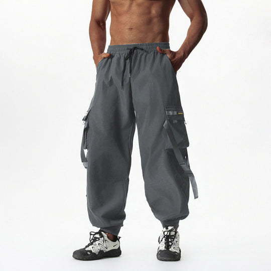 Herren Utility-Cargo-Jogginghose mit Tunnelzug, Beinschnallen & Mehrfachtaschen Nord Taschen