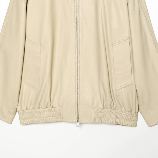 Damen Locker geschnittene Lederoptik-Übergangsjacke mit Stehkragen, Zwei-Wege-Reißverschluss und Kängurutaschen Nord Taschen