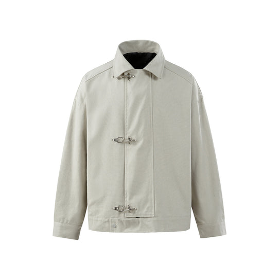 Herren Oversize Canvas-Jacke mit markanten Metallhakenverschlüssen Nord Taschen