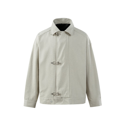 Herren Oversize Canvas-Jacke mit markanten Metallhakenverschlüssen Nord Taschen