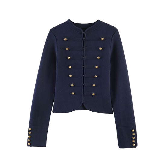 Damen Militärisch inspirierte Kurzjacke mit goldener Zierknopfleiste Nord Taschen