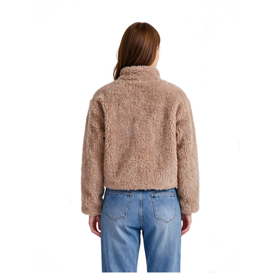 Damen Kurz geschnittene Teddy‑Felljacke mit Doppelknopfleiste Nord Taschen