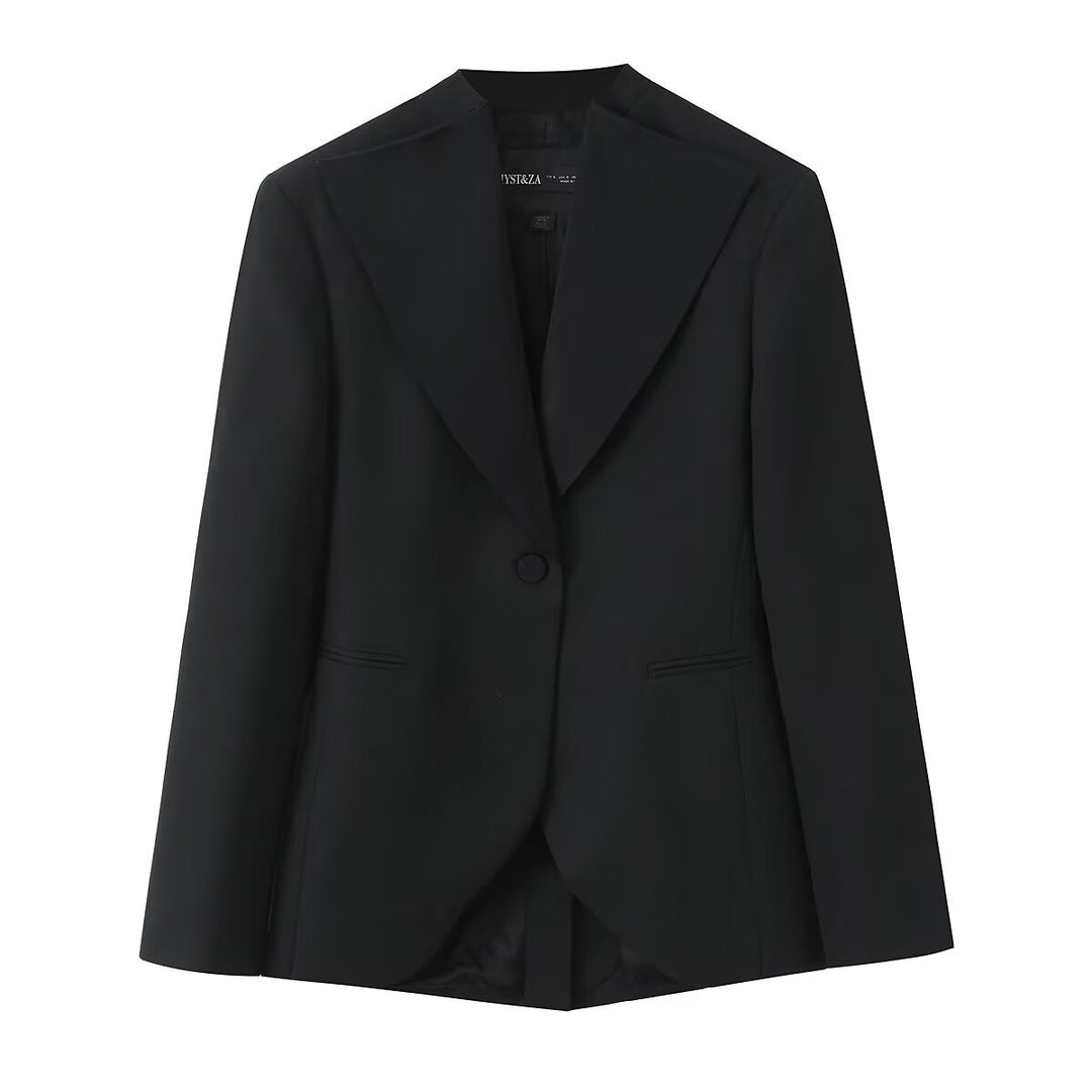 Damen Taillierter Ein-Knopf-Blazer mit breitem Schalkragen und schmaler Silhouette Nord Taschen