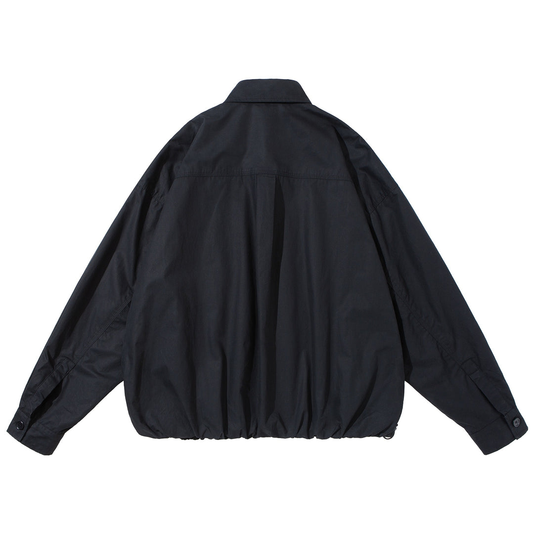 Unisex Weit geschnittene Overshirt-Jacke aus Baumwollmix mit Tunnelzugsaum und Brusttasche Nord Taschen