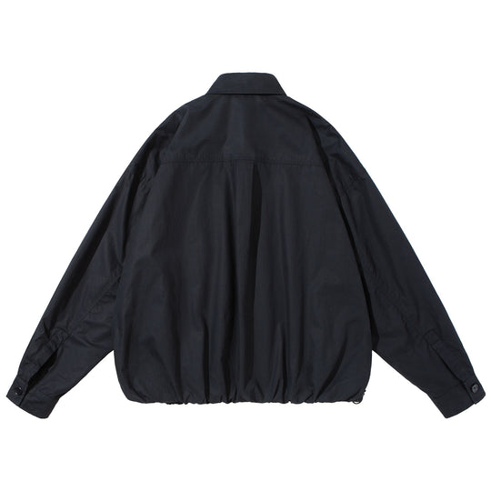 Unisex Weit geschnittene Overshirt-Jacke aus Baumwollmix mit Tunnelzugsaum und Brusttasche Nord Taschen